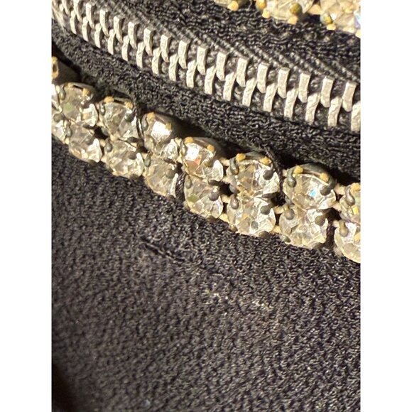 Vintage 1930s Black Crepe Top Blouse Rhinestone Embellished Size S - Picture 9 of 16